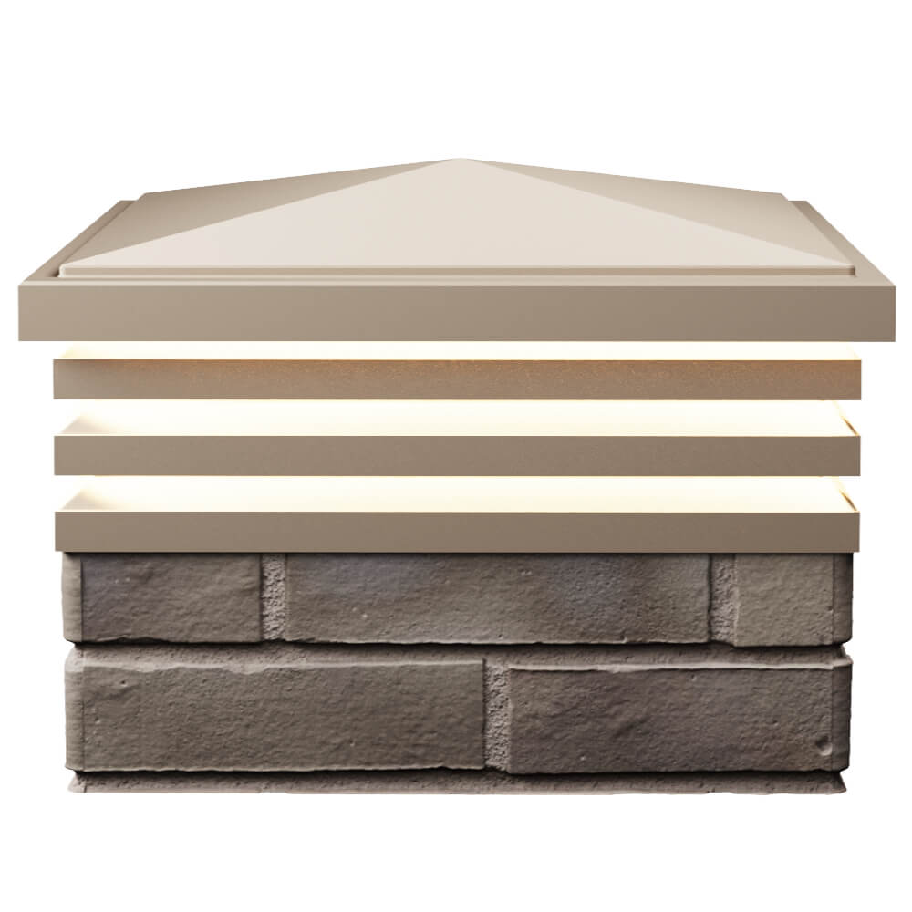 Колпак Zking Бона ХайТек Бежевый на столб 1.5х1.5 кирпича (385х385мм) с подсветкой в Подольске фото