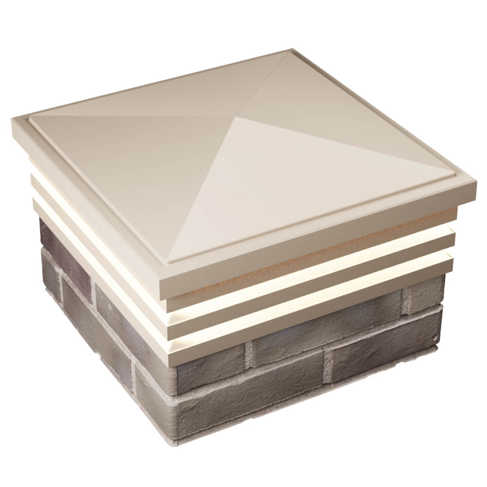 Колпак Zking Бона ХайТек Бежевый на столб 1.5х1.5 кирпича (385х385мм) с подсветкой в Подольске фото