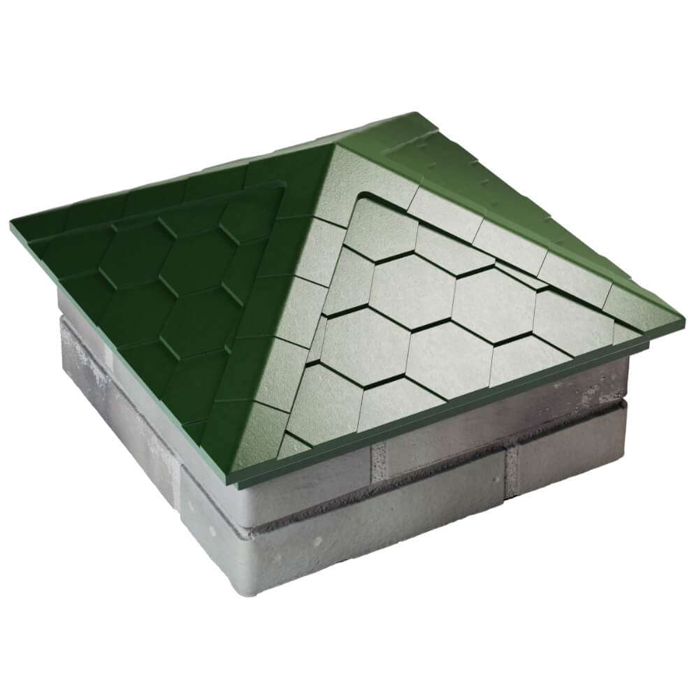 Колпак Zking Эверест Зеленый на столб 1.5х1.5 кирпича (390х390мм) в Подольске фото