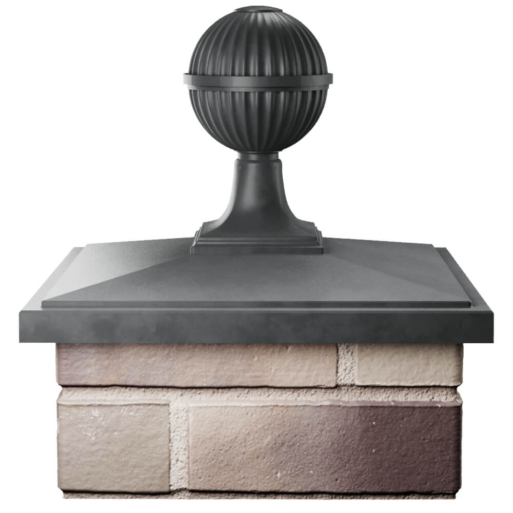 Колпак Zking БонаМоно Серый с шаром на столб 1.5х1.5 кирпича (385х385, 400х400мм) в сборе Подольск фото
