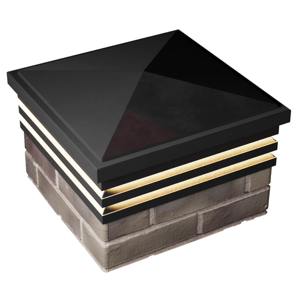 Колпак Zking Бона ХайТек Черный на столб 1.5х1.5 кирпича (385х385мм) с подсветкой в Подольске фото