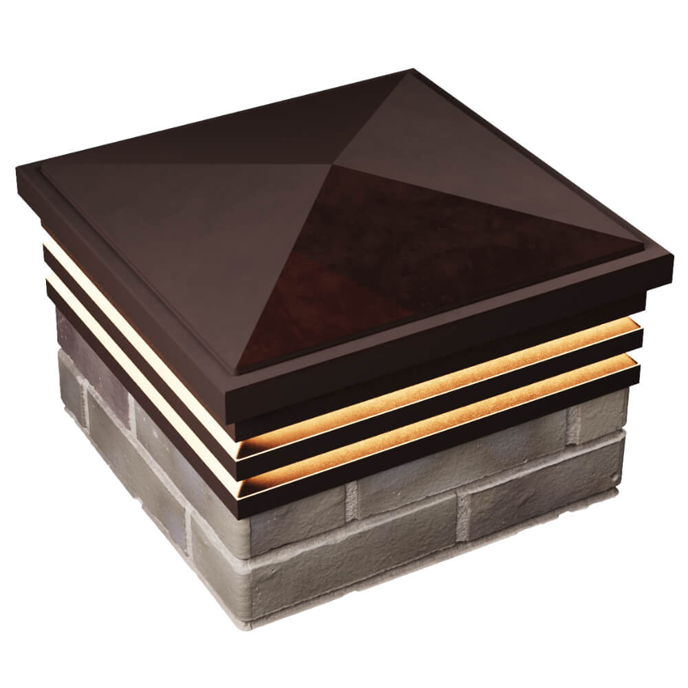 Колпак Zking Бона ХайТек Коричневый на столб 1.5х1.5 кирпича (385х385мм) с подсветкой в Подольске фото