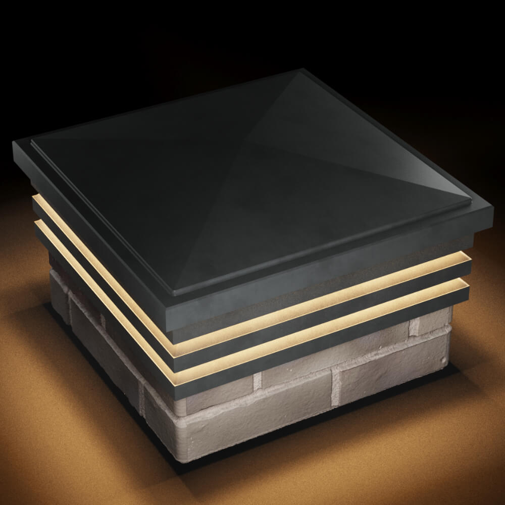 Колпак Zking Бона ХайТек Серый на столб 1.5х1.5 кирпича (385х385мм) с подсветкой в Подольске фото