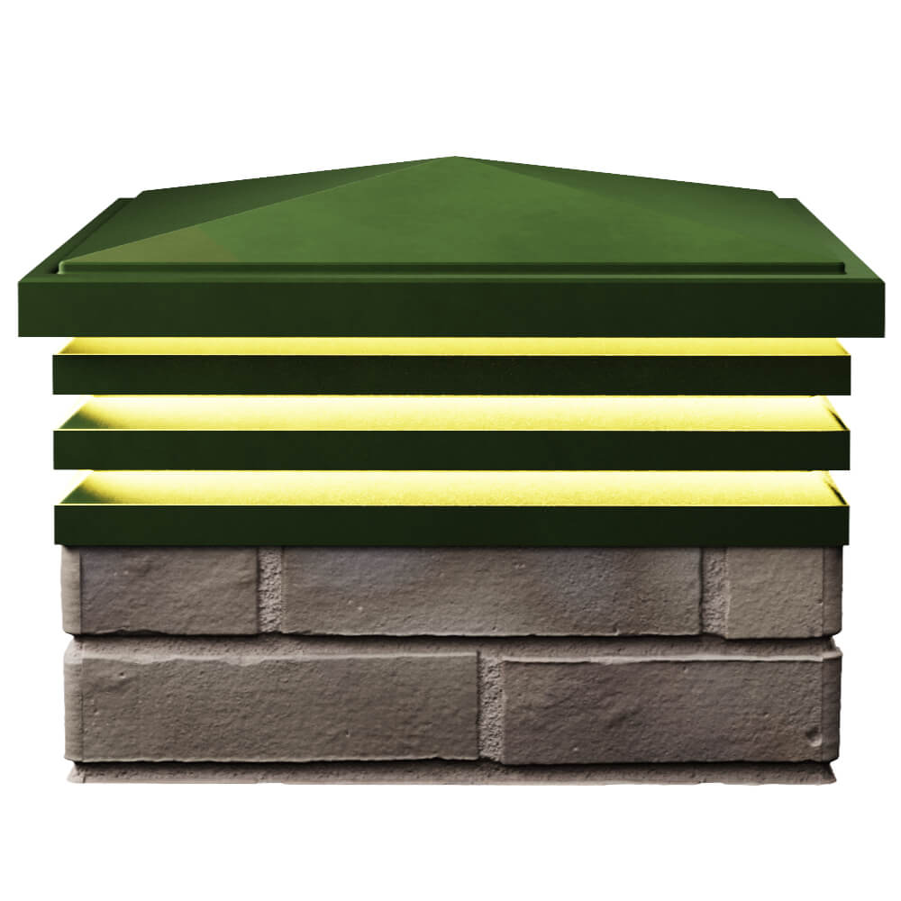 Колпак Zking Бона ХайТек Зеленый на столб 1.5х1.5 кирпича (385х385мм) с подсветкой в Подольске фото