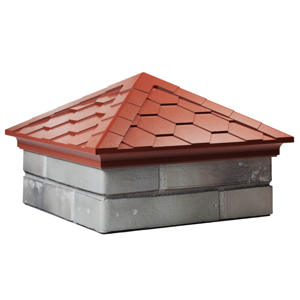 Колпак Zking Эверест Красный на столб 1.5х1.5 кирпича (390х390мм) в Подольске фото