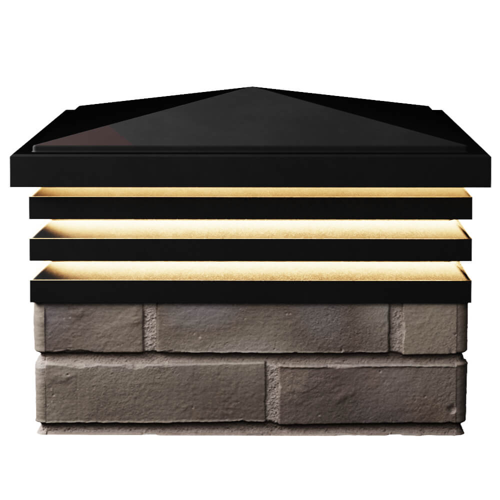 Колпак Zking Бона ХайТек Черный на столб 1.5х1.5 кирпича (385х385мм) с подсветкой в Подольске фото