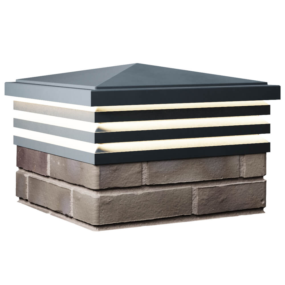 Колпак Zking Бона ХайТек Серый на столб 1.5х1.5 кирпича (385х385мм) с подсветкой в Подольске фото