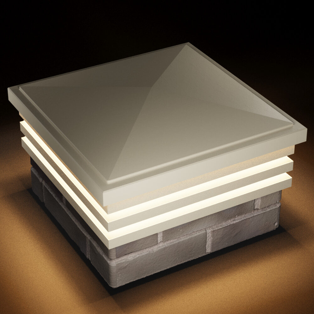 Колпак Zking Бона ХайТек Бежевый на столб 1.5х1.5 кирпича (385х385мм) с подсветкой в Подольске фото