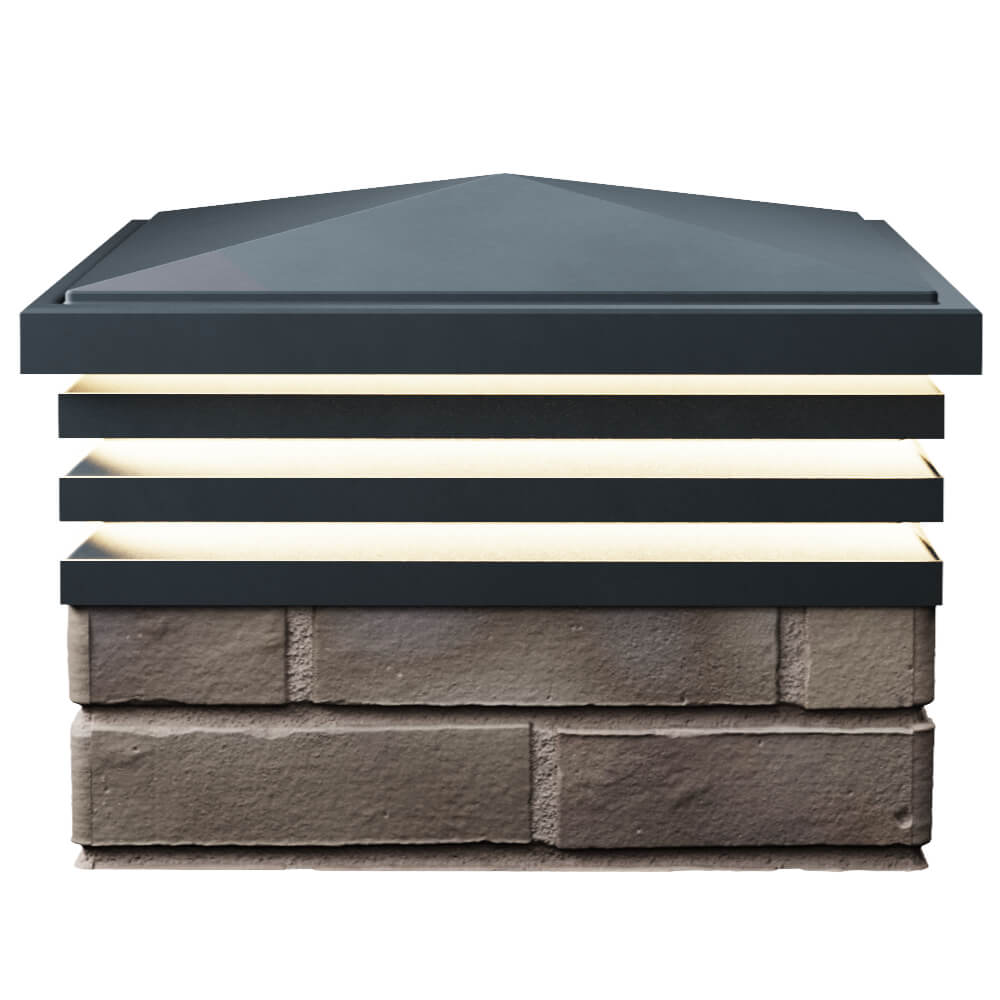 Колпак Zking Бона ХайТек Серый на столб 1.5х1.5 кирпича (385х385мм) с подсветкой в Подольске фото