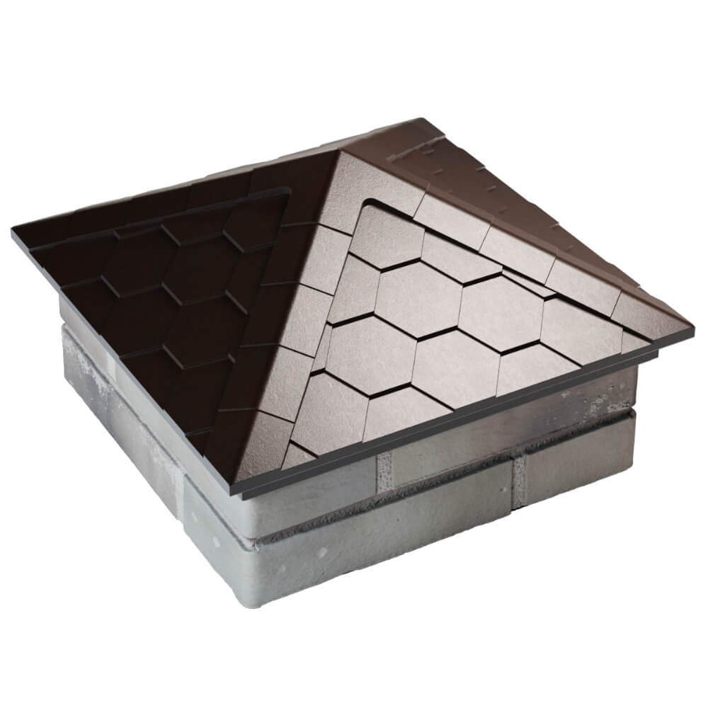 Колпак Zking Эверест Коричневый на столб 1.5х1.5 кирпича (390х390мм) в Подольске фото