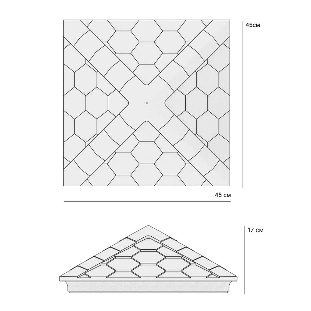 Колпак Zking Эверест Серый на столб 1.5х1.5 кирпича (390х390мм) в Подольске фото
