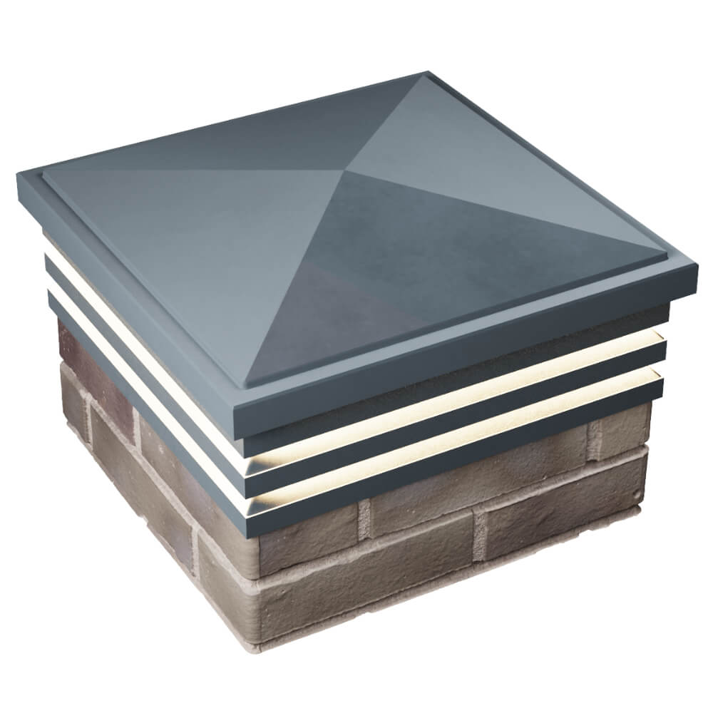 Колпак Zking Бона ХайТек Серый на столб 1.5х1.5 кирпича (385х385мм) с подсветкой в Подольске фото