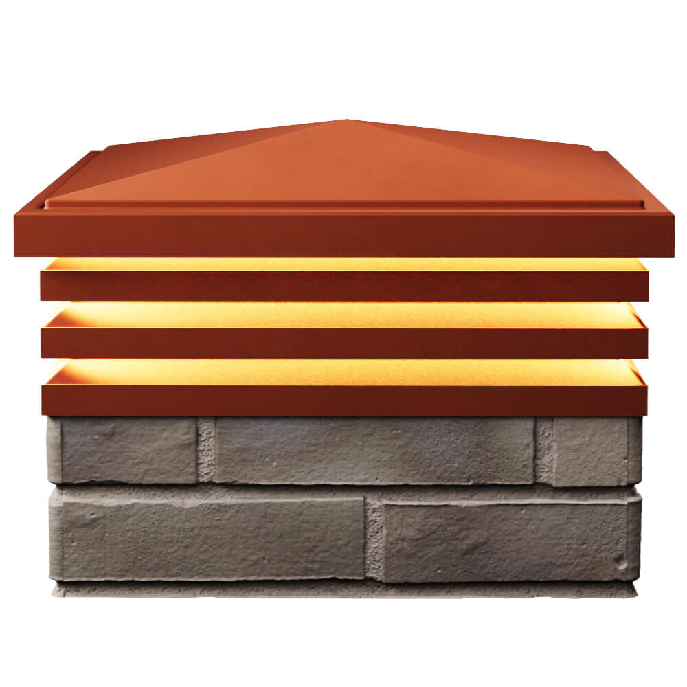 Колпак Zking Бона ХайТек Красный на столб 1.5х1.5 кирпича (385х385мм) с подсветкой в Подольске фото