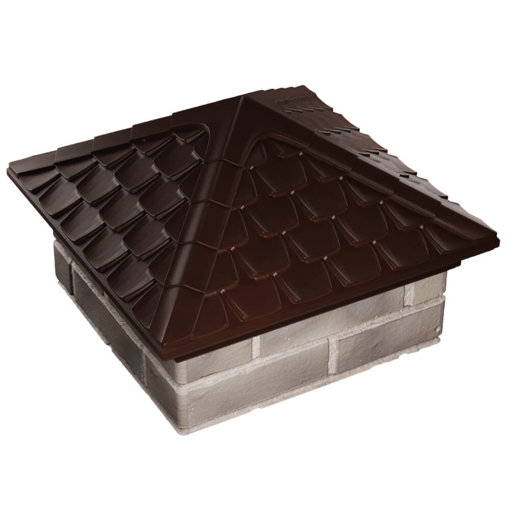 Колпак Zking Эльбрус Коричневый на столб 1.5х1.5 кирпича (385х385мм) в Подольске фото