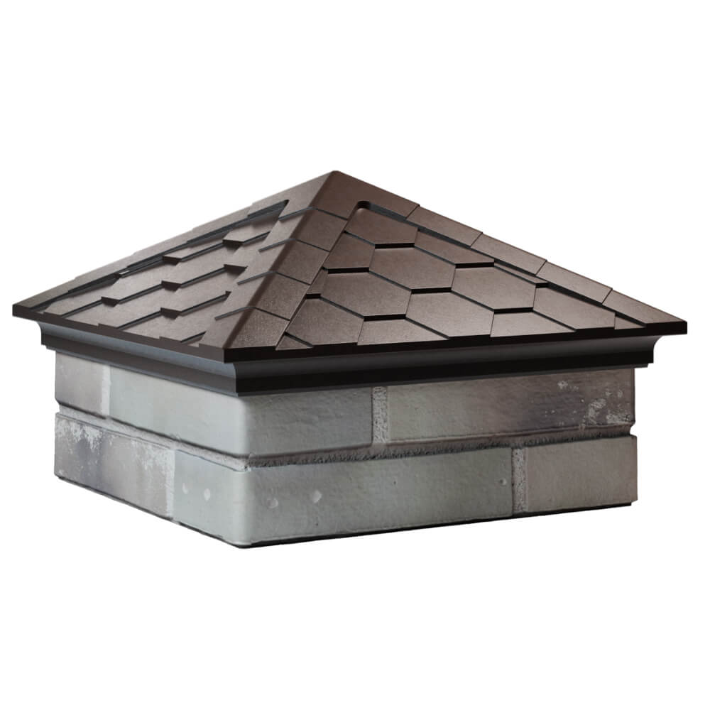 Колпак Zking Эверест Коричневый на столб 1.5х1.5 кирпича (390х390мм) в Подольске фото