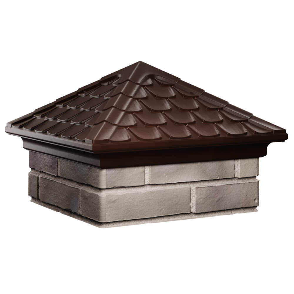 Колпак Zking Эльбрус Коричневый на столб 1.5х1.5 кирпича (385х385мм) в Подольске фото