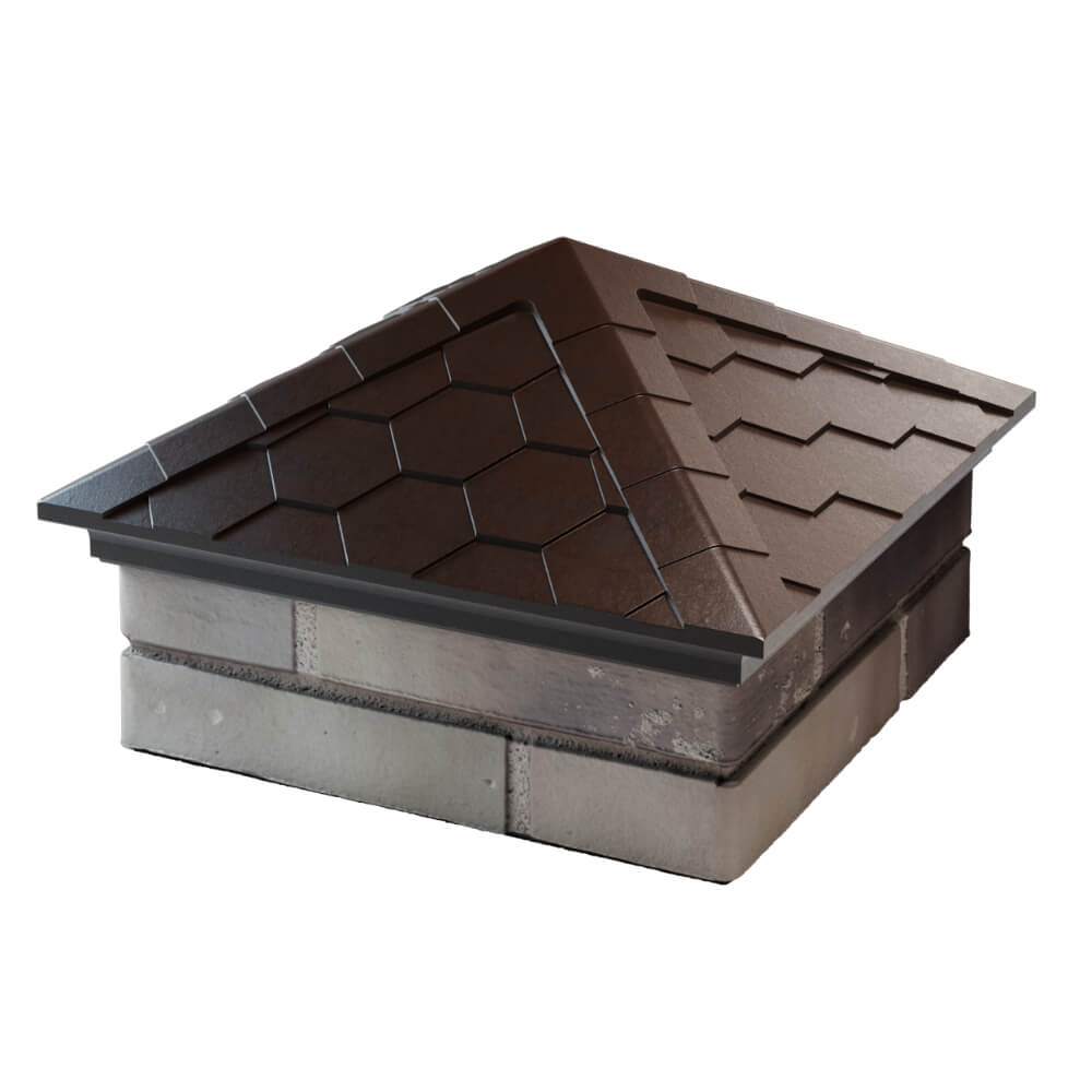 Колпак Zking Эверест Коричневый на столб 1.5х1.5 кирпича (390х390мм) в Подольске фото